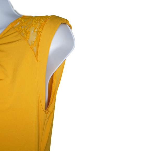 Crew Neck Yellow Sleeveless Top Tank Desing Sz Xs - Picture 4 of 8